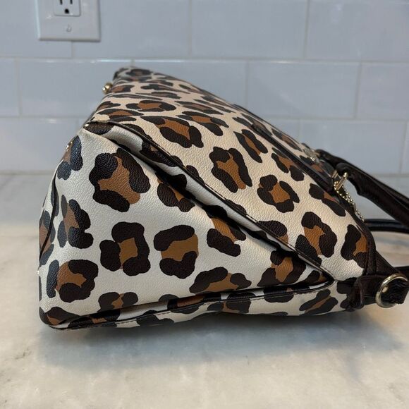 Coach Bag Purse Handbag Leather Morgan Ocelot Leopard Print Convertible Satchel - Picture 8 of 17